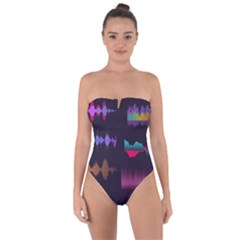 Colorful-sound-wave-set Tie Back One Piece Swimsuit by Vaneshart