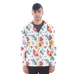 Seamless-hipster-pattern-with-watermelons-mint-geometric-figures Men s Hooded Windbreaker