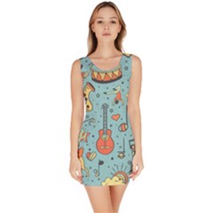 Seamless-pattern-musical-instruments-notes-headphones-player Bodycon Dress