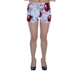 Ladybugs-pattern-texture-watercolor Skinny Shorts by Vaneshart