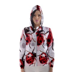 Ladybugs-pattern-texture-watercolor Women s Hooded Windbreaker