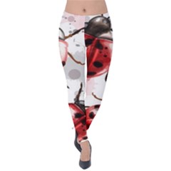 Ladybugs-pattern-texture-watercolor Velvet Leggings by Vaneshart