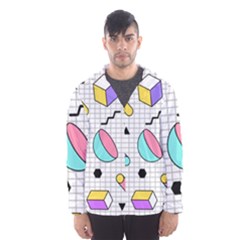 Tridimensional-pastel-shapes-background-memphis-style Men s Hooded Windbreaker