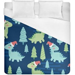 Cute-dinosaurs-animal-seamless-pattern-doodle-dino-winter-theme Duvet Cover (king Size) by Vaneshart