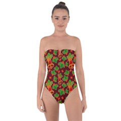 Illustration-christmas-default Tie Back One Piece Swimsuit by Vaneshart
