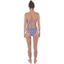 Goth Girl In Blue Dress Lilac Pattern Tie Back One Piece Swimsuit View2