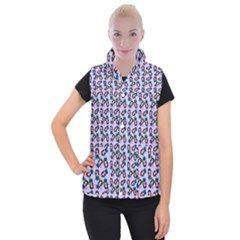 Goth Girl In Blue Dress Lilac Pattern Women s Button Up Vest