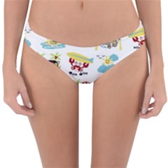 Vector Pattern With Funny Animals Cartoon Summer Holiday Beach Reversible Hipster Bikini Bottoms