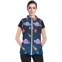 Background-template-with-bright-stars-dark-sky Women s Puffer Vest by Bejoart