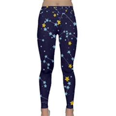 Seamless Pattern With Cartoon Zodiac Constellations Starry Sky Classic Yoga Leggings by BangZart