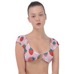 Strawberry Seamless Pattern Cap Sleeve Ring Bikini Top by BangZart