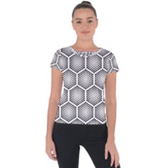 Halftone Tech Hexagons Seamless Pattern Short Sleeve Sports Top  by BangZart
