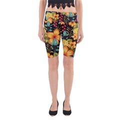 Fabulous Colorful Floral Seamless Yoga Cropped Leggings by BangZart