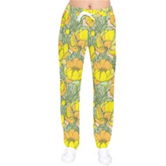 Seamless Pattern With Graphic Spring Flowers Women Velvet Drawstring Pants by BangZart