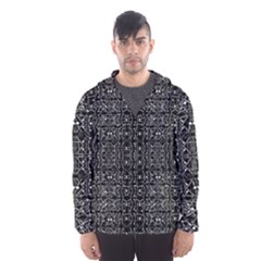 Black And White Ethnic Ornate Pattern Men s Hooded Windbreaker by dflcprintsclothing