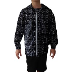 Black And White Ethnic Ornate Pattern Kids  Hooded Windbreaker by dflcprintsclothing
