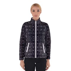 Black And White Ethnic Ornate Pattern Winter Jacket by dflcprintsclothing