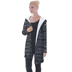 Black And White Ethnic Ornate Pattern Longline Hooded Cardigan by dflcprintsclothing