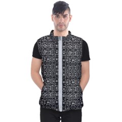 Black And White Ethnic Ornate Pattern Men s Puffer Vest by dflcprintsclothing
