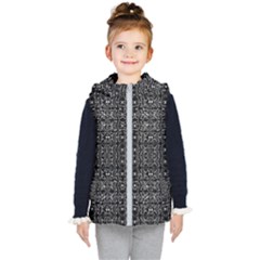 Black And White Ethnic Ornate Pattern Kids  Hooded Puffer Vest by dflcprintsclothing