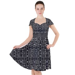 Black And White Ethnic Ornate Pattern Cap Sleeve Midi Dress by dflcprintsclothing