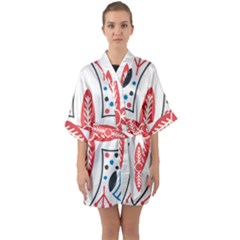 Motif Half Sleeve Satin Kimono  by Sobalvarro