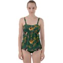 Cute seamless pattern bird with berries leaves Twist Front Tankini Set View1