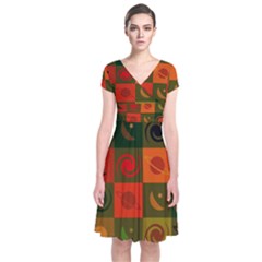 Space Pattern Multicolour Short Sleeve Front Wrap Dress