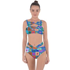 Space Pattern Multicolour Bandaged Up Bikini Set 