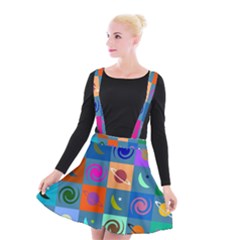 Space Pattern Multicolour Suspender Skater Skirt