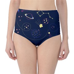 Cartoon Space Seamless Pattern Vectors Classic High-waist Bikini Bottoms
