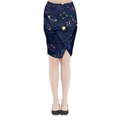 Cartoon Space Seamless Pattern Vectors Midi Wrap Pencil Skirt
