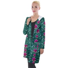 Flowers Love And Silver Metal Hearts Is Wonderful As Sunsets Hooded Pocket Cardigan by pepitasart