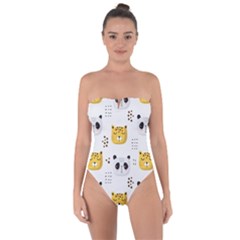 Seamless Pattern Cute Animals Tie Back One Piece Swimsuit