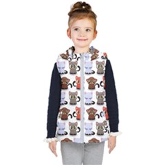 Seamless Pattern With Cute Little Kittens Various Color Kids  Hooded Puffer Vest
