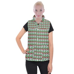 Comic Head Skull - Hat Red - Cartoon Skull Women s Button Up Vest by DinzDas