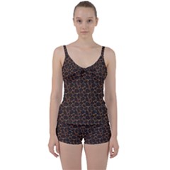 Animal Skin - Panther Or Giraffe - Africa And Savanna Tie Front Two Piece Tankini by DinzDas