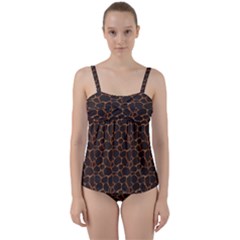 Animal Skin - Panther Or Giraffe - Africa And Savanna Twist Front Tankini Set by DinzDas