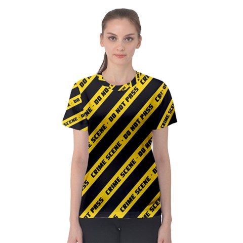 Warning Colors Yellow And Black - Police No Entrance 2 Women s Sport Mesh Tee by DinzDas