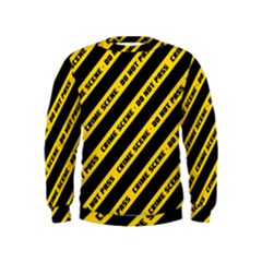 Warning Colors Yellow And Black - Police No Entrance 2 Kids  Sweatshirt by DinzDas