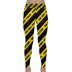 Warning Colors Yellow And Black - Police No Entrance 2 Classic Yoga Leggings by DinzDas