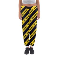 Warning Colors Yellow And Black - Police No Entrance 2 Women s Jogger Sweatpants by DinzDas