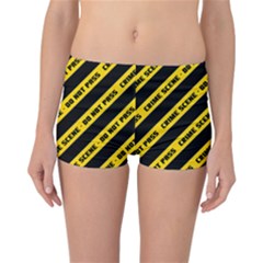 Warning Colors Yellow And Black - Police No Entrance 2 Reversible Boyleg Bikini Bottoms by DinzDas