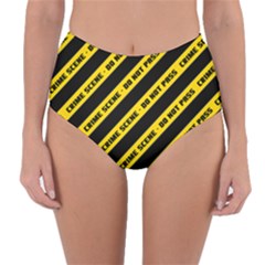 Warning Colors Yellow And Black - Police No Entrance 2 Reversible High-waist Bikini Bottoms by DinzDas