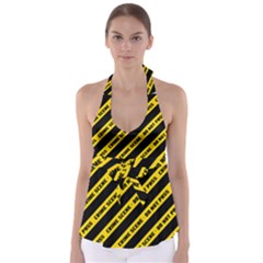 Warning Colors Yellow And Black - Police No Entrance 2 Babydoll Tankini Top by DinzDas