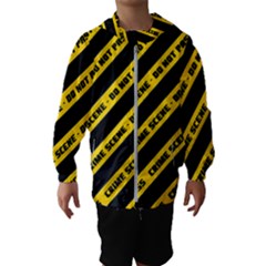 Warning Colors Yellow And Black - Police No Entrance 2 Kids  Hooded Windbreaker by DinzDas