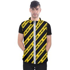 Warning Colors Yellow And Black - Police No Entrance 2 Men s Puffer Vest by DinzDas