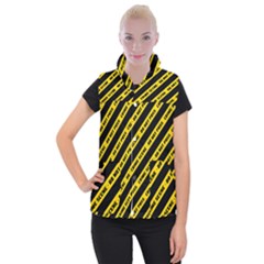 Warning Colors Yellow And Black - Police No Entrance 2 Women s Button Up Vest