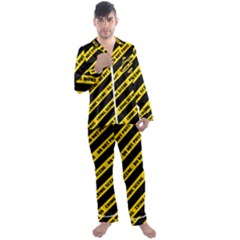 Warning Colors Yellow And Black - Police No Entrance 2 Men s Long Sleeve Satin Pyjamas Set by DinzDas