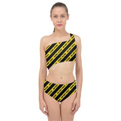 Warning Colors Yellow And Black - Police No Entrance 2 Spliced Up Two Piece Swimsuit by DinzDas